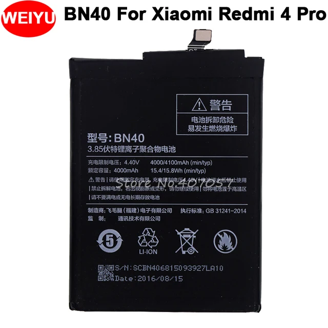 BN40 Battery For Xiaomi Redmi 4 Pro Prime 3G RAM 32G ROM Edition